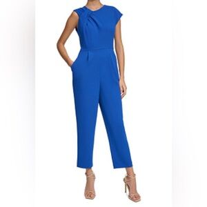 NWT Calvin Klein size 6 stretch boucle jumpsuit, royal blue